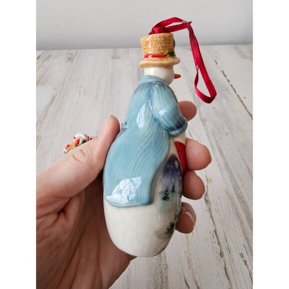 Porcelain snowman ornament set star scene Church Xmas tree‎ snowman - Picture 11 of 11